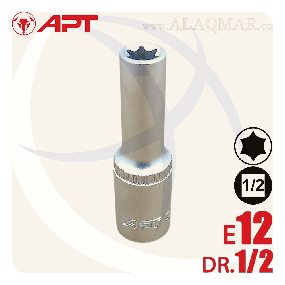 لقمة رباط نجمة توركس نثاية طويلة E12 مربع 1/2بوصة CrV 125012ED APT