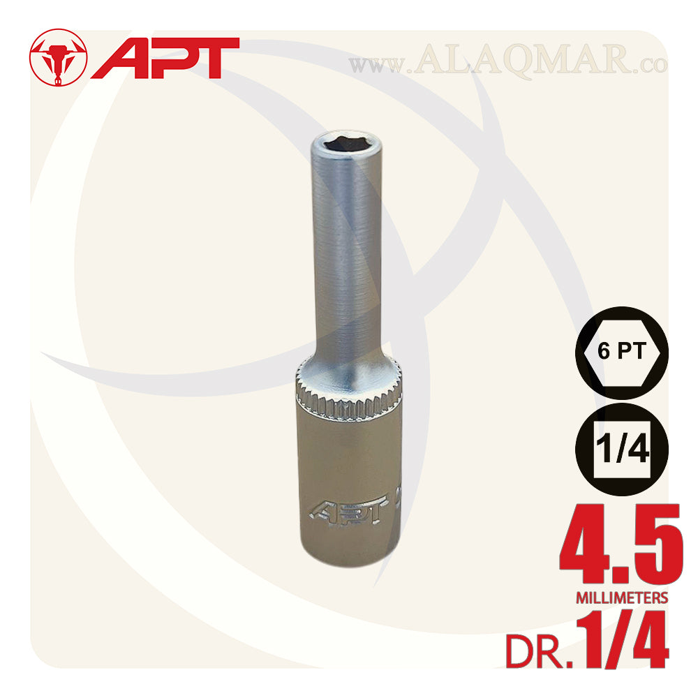 لقمة رباط مسدسة طويلة 4.5ملي مربع 1/4بوصة CrV 1450045D APT