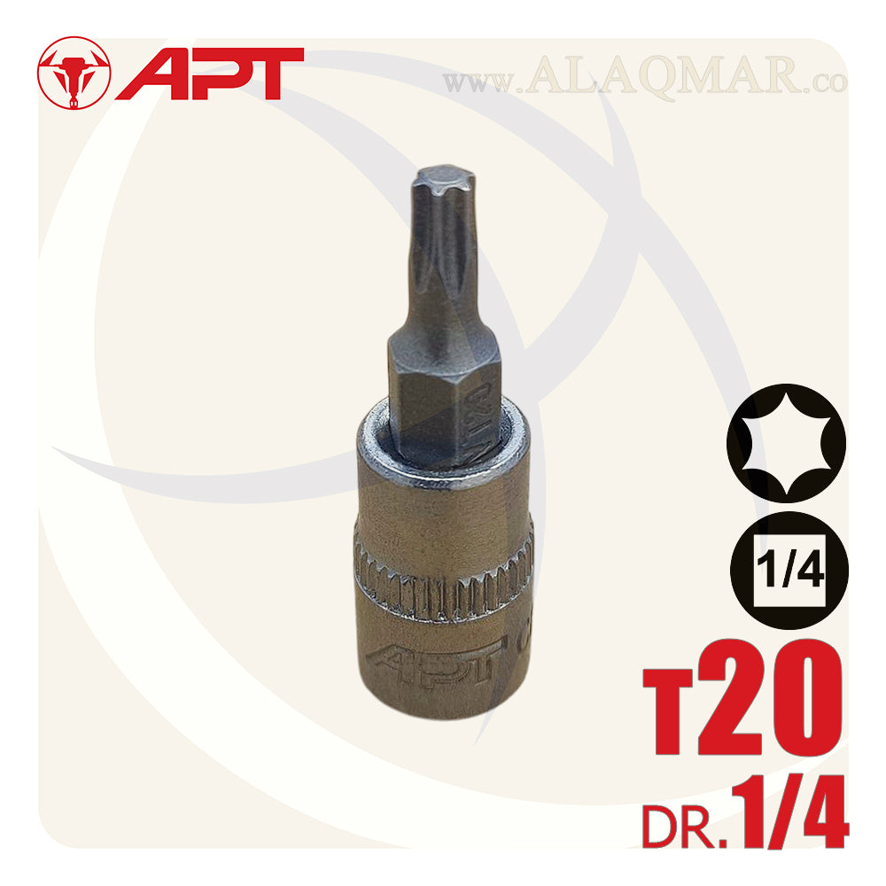لقمة رباط الن نجمة توركس T20 مربع 1/4بوصة CrV 149020T APT