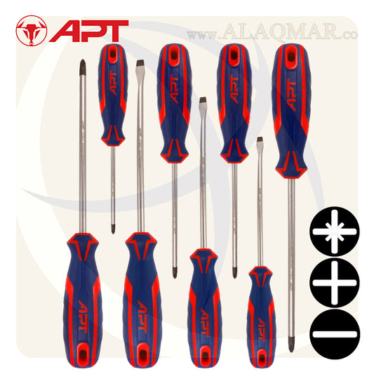 طقم مفك عادة و صليبة 8ق 2 لون AH145074-8 APT