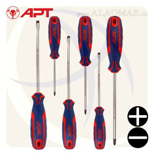 طقم مفك عادة و صليبة 6ق 2 لون AH145077-6 APT