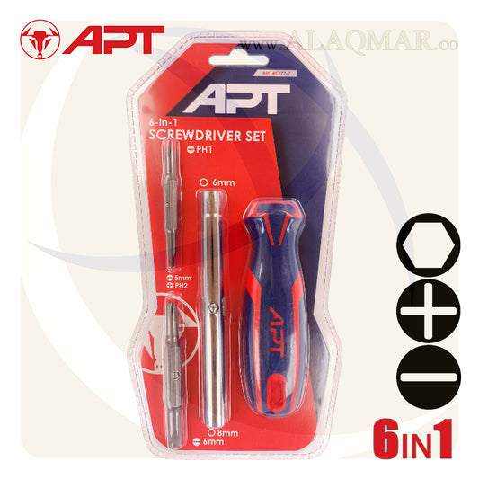 طقم مفك سنون 1/4بوصة 6في1  2 لون AH145377-7 APT
