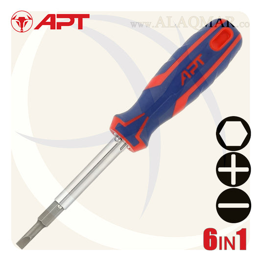 طقم مفك سنون 1/4بوصة 6في1  2 لون AH145377-7 APT