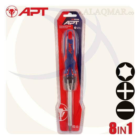 طقم مفك سنون 1/4بوصة 8في1 2 لون AH145377-8 APT