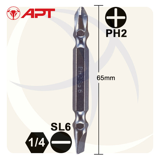 سن مفك اتجاهين عادة و صليبة SL6 * PH2 طول 65ملي AH2061002216 APT