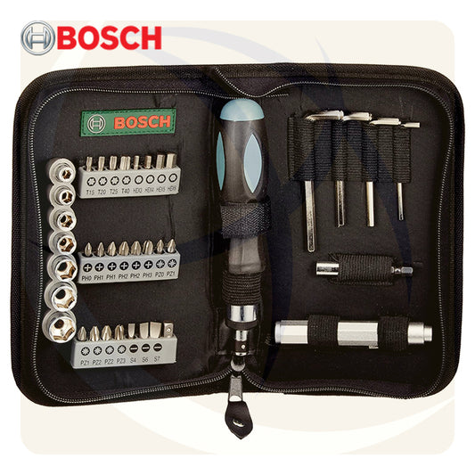 طقم مفك راتشة و لقم و سنون 1/4بوصة 38ق  حافظة قماش 2607019506 BOSCH