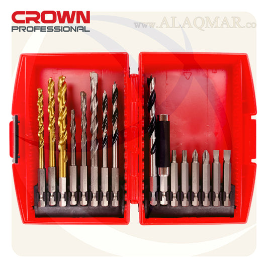 طقم بنط و سنون مفك 1/4بوصة 16ق CTSBP0102 CROWN