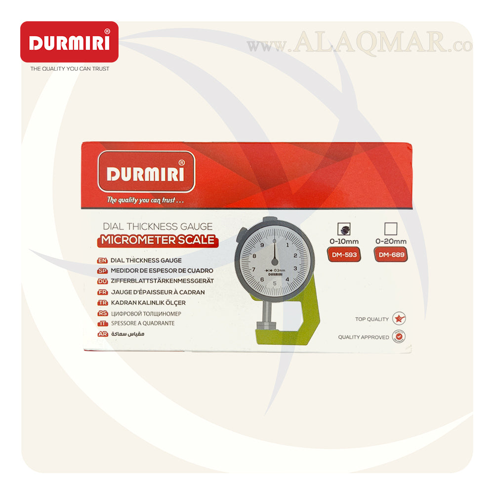 ميكرومتر قياس سمك جيتش ضغط 0-10ملي علبة بلاستيك DM593 DURMIRI