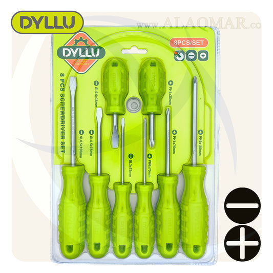 طقم مفك عادة و صليبة 8ق اخضر DTSS2408 DYLLU