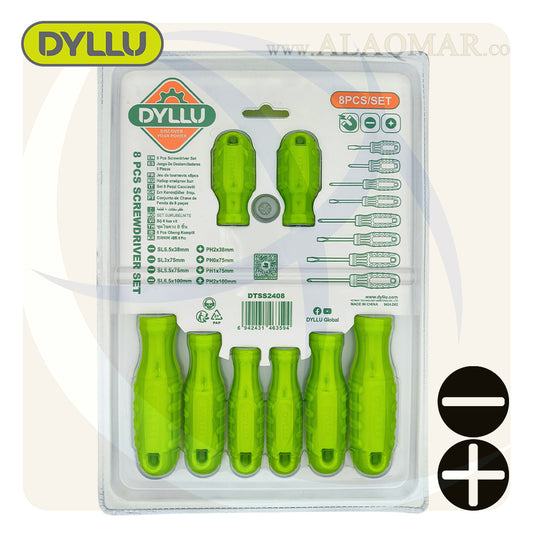 طقم مفك عادة و صليبة 8ق اخضر DTSS2408 DYLLU
