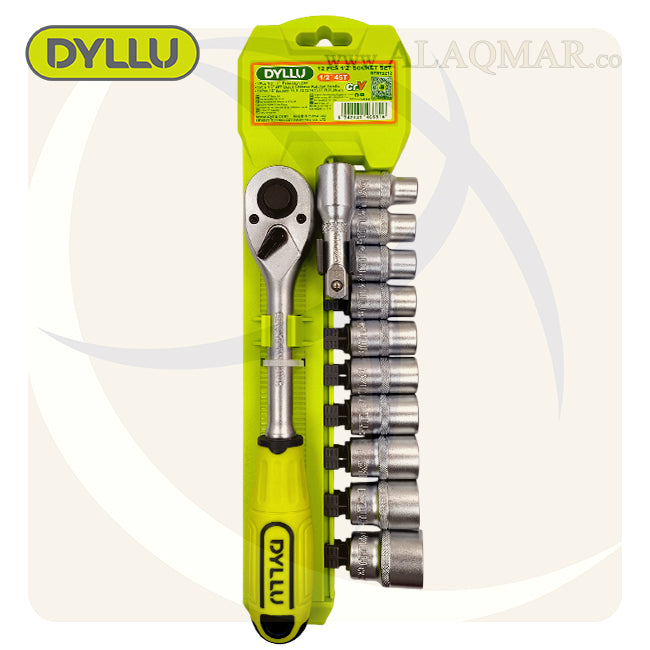 طقم لقم رباط مسدسة مربع 1/2بوصة 12ق CrV علي كارت DTST2212 DYLLU