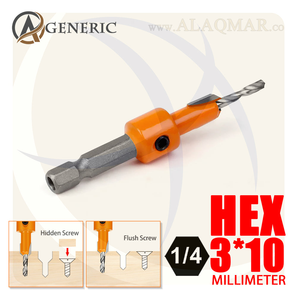 بنط تخريم و تخويش خشب 3ملي*10ملي كعب سداسي 1/4بوصة HEX ECO GENERIC