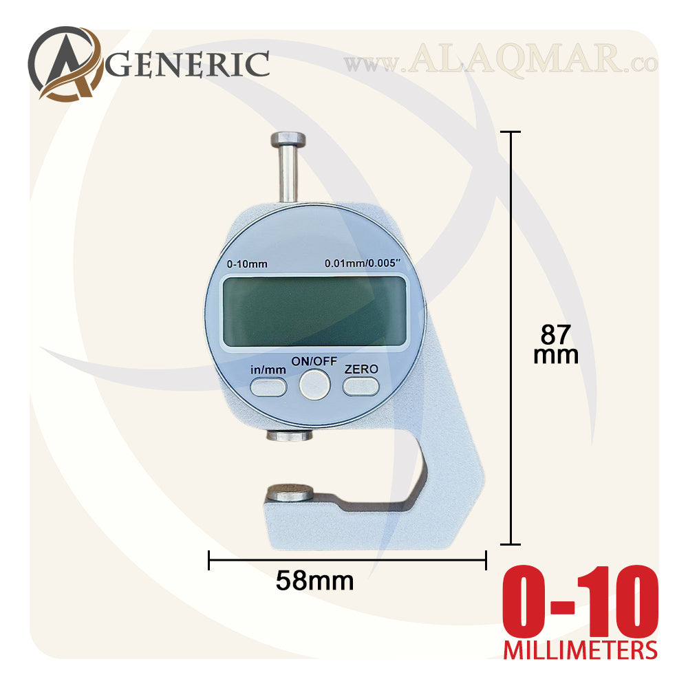 ميكرومتر قياس سمك ديجيتل جيتش ضغط 0-10ملي علبة بلاستيك DM1200 GENERIC
