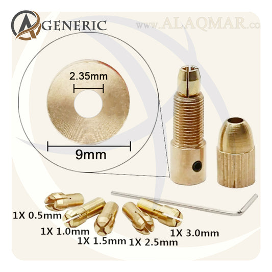 طقم كوليه ميني كرافت 4.8ملي 5ق 0.5-3.2ملي + ظرف للشنيور 2.35ملي + راس ظرف M8 COLLET CHUCK 2.35 GENERIC