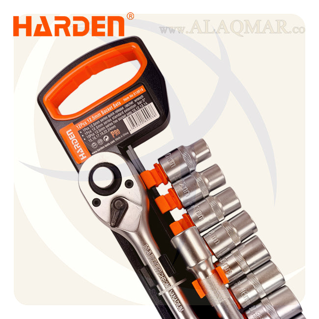 طقم لقم رباط مسدسة 1/2بوصة 12ق CrV علي كارت 510016 HARDEN