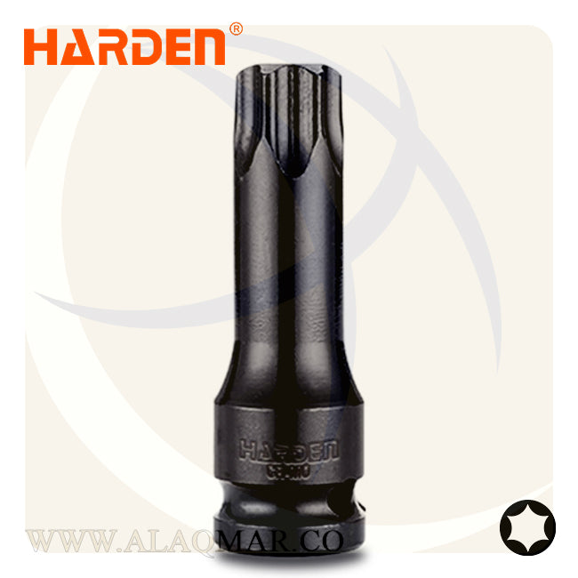 طقم لقم رباط تصادمية الن نجمة توركس طويلة مربع 1/2بوصة 8ق شنطة فيبر 537038 HARDEN
