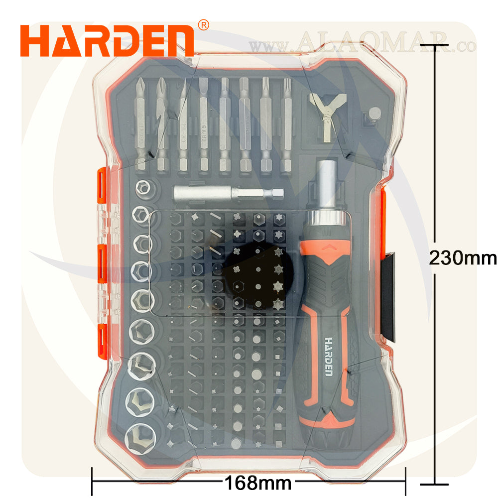 طقم مفك راتشة و لقم و سنون 1/4بوصة 105ق 551105 HARDEN