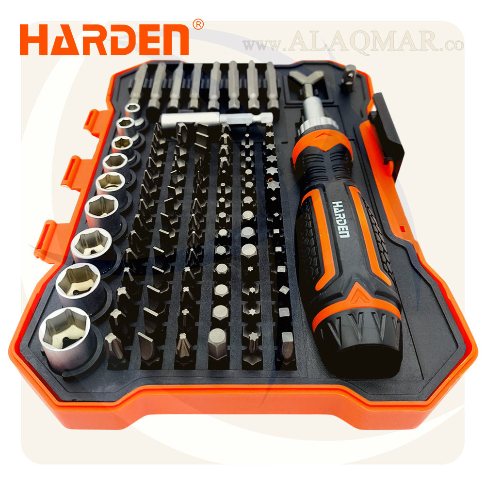 طقم مفك راتشة و لقم و سنون 1/4بوصة 105ق 551105 HARDEN