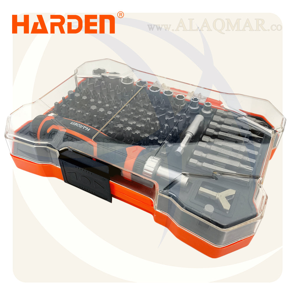 طقم مفك راتشة و لقم و سنون 1/4بوصة 105ق 551105 HARDEN