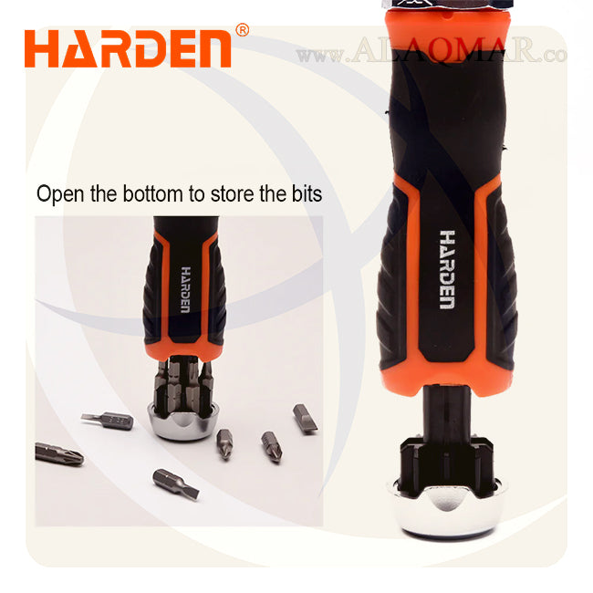 طقم مفك راتشة و لقم و سنون 1/4بوصة 38ق علبة بلاستيك 551238 HARDEN