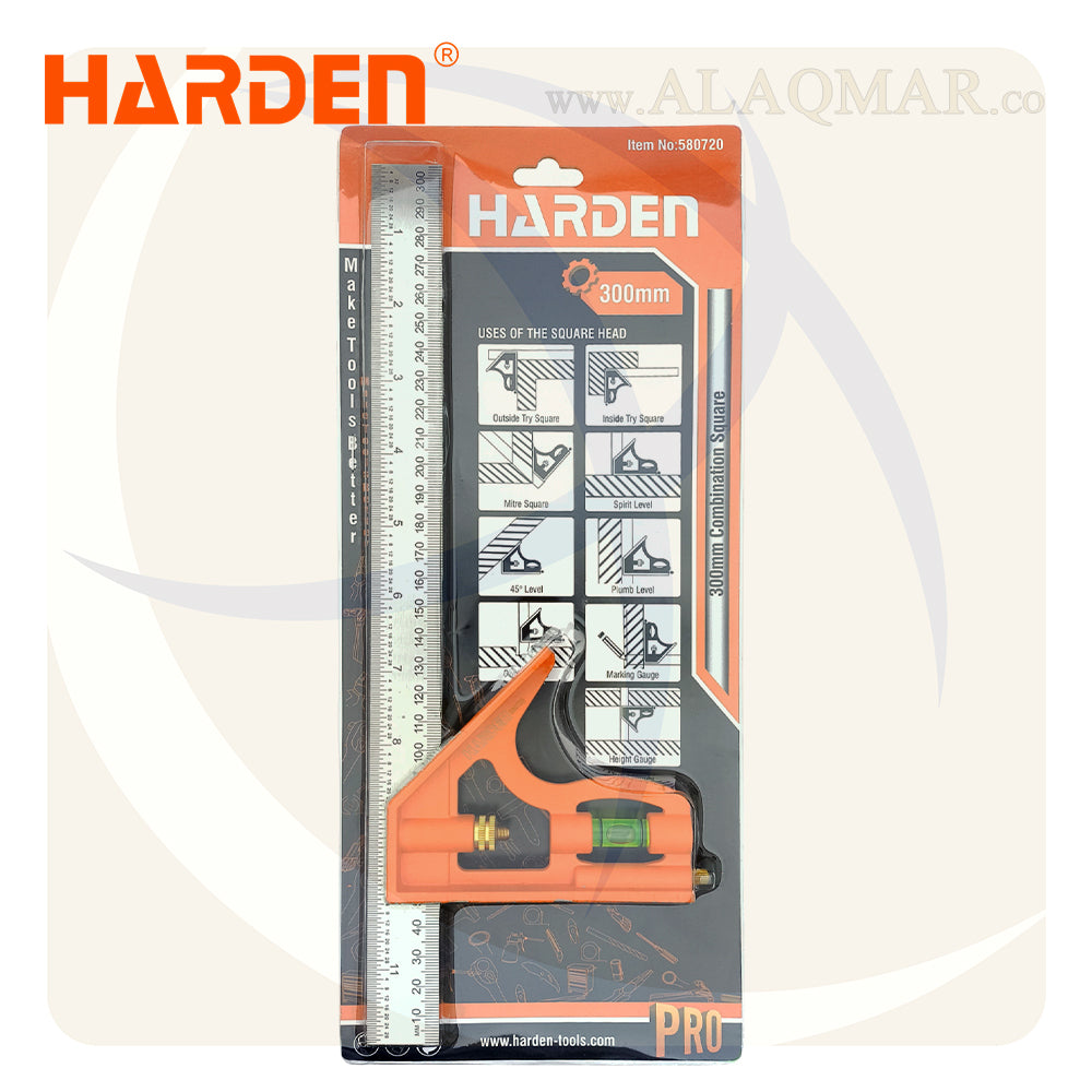 زاوية كومبنيشن متحركة 45-90 و ميزان 12بوصة 300ملي 580720 HARDEN