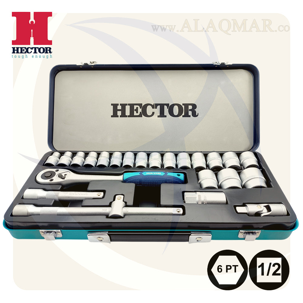 طقم لقم رباط مسدسة مربع 1/2بوصة 24ق شنطة صاج S135 HECTOR
