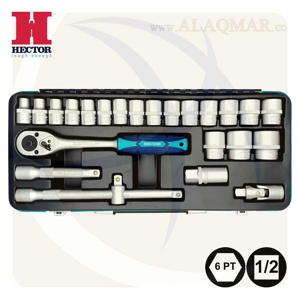 طقم لقم رباط مسدسة مربع 1/2بوصة 24ق شنطة صاج S135 HECTOR