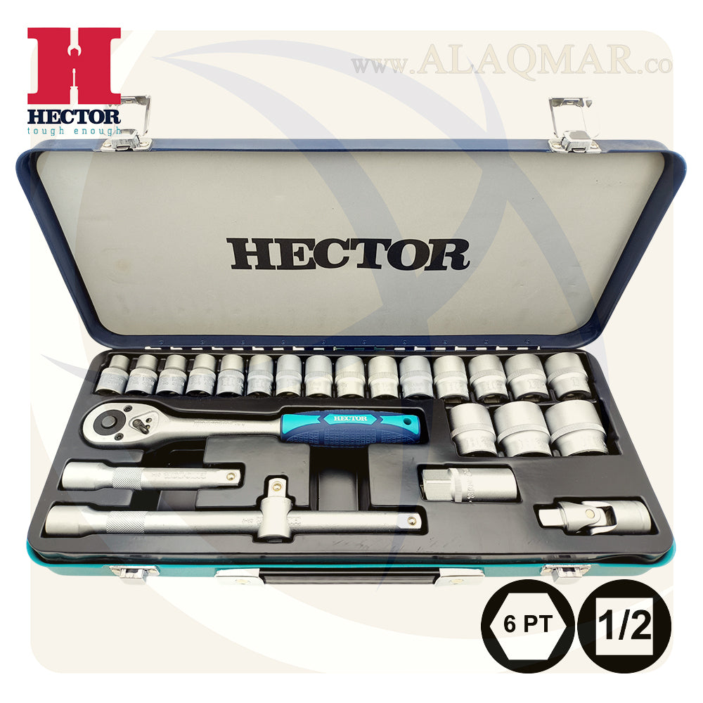 طقم لقم رباط مسدسة مربع 1/2بوصة 24ق شنطة صاج S135 HECTOR