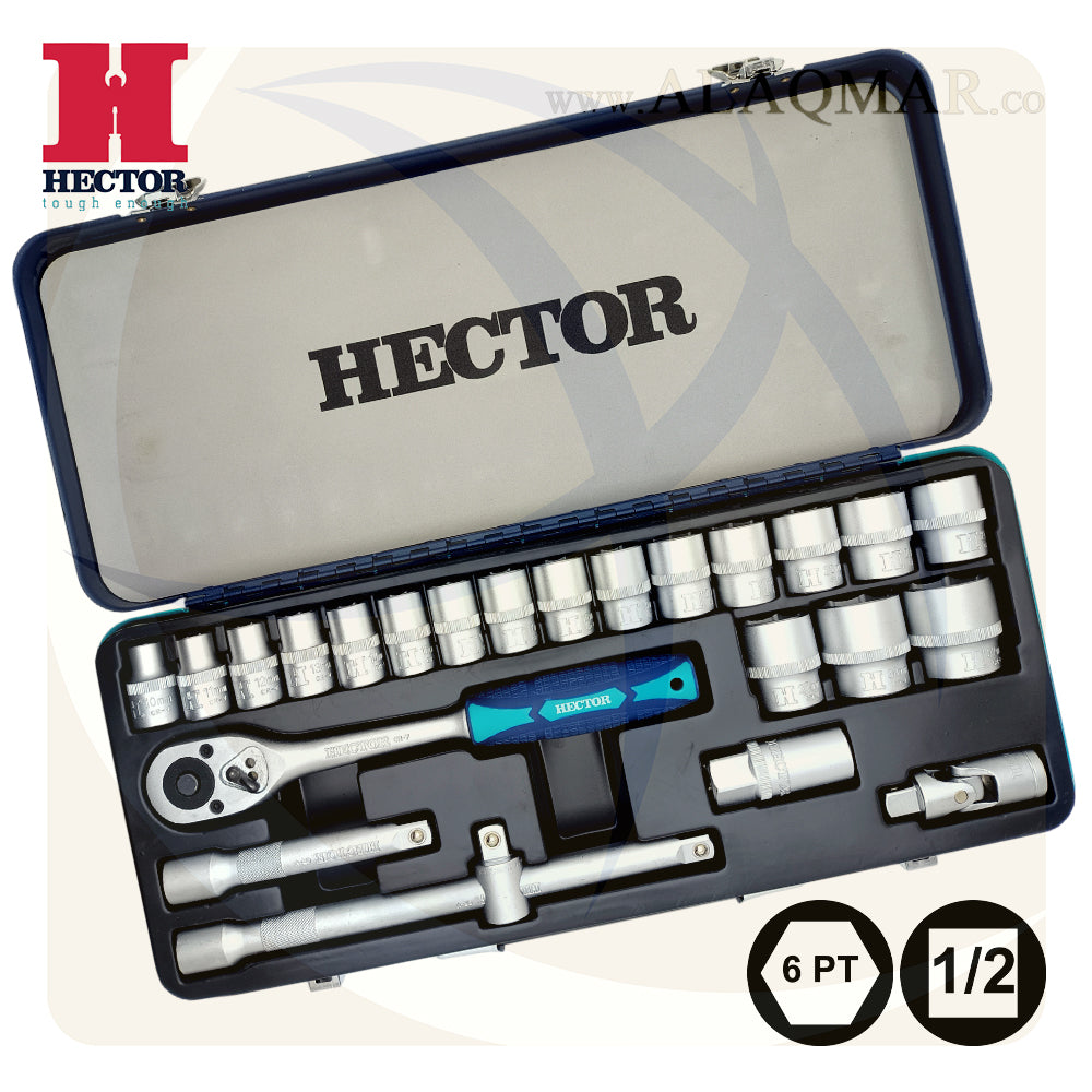 طقم لقم رباط مسدسة مربع 1/2بوصة 24ق شنطة صاج S135 HECTOR