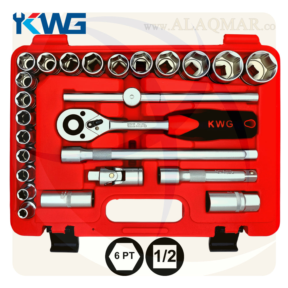 طقم لقم رباط مسدسة مربع 1/2بوصة 25ق شنطة بلاستيك 34025A KWG