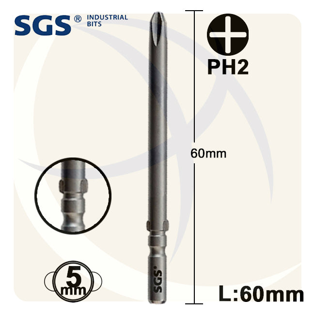 سن مفك الكتروني اكس 5ملي صليبة PH2 طول 60ملي SGS560-5.0PH2 SGS