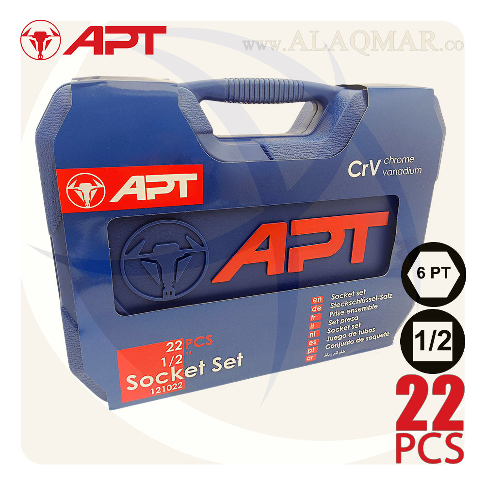طقم لقم رباط مسدسة 1/2بوصة 22ق شنطة بلاستيك CrV 121022 APT