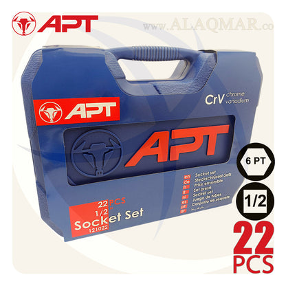 طقم لقم رباط مسدسة 1/2بوصة 22ق شنطة بلاستيك CrV 121022 APT