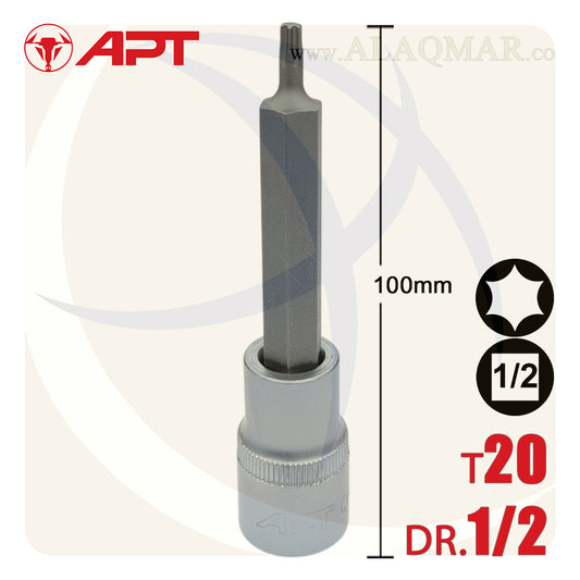 لقمة رباط الن نجمة توركس طويلة T20 مربع 1/2بوصة طول 100ملي CrV 129020TD APT