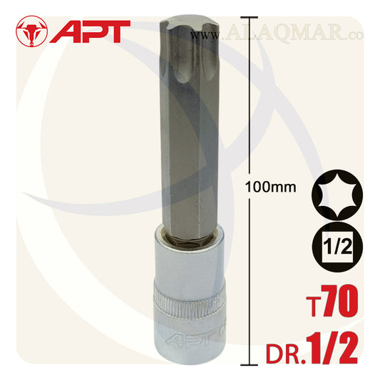 لقمة رباط الن نجمة توركس طويلة T70 مربع 1/2بوصة طول 100ملي CrV 129070TD APT