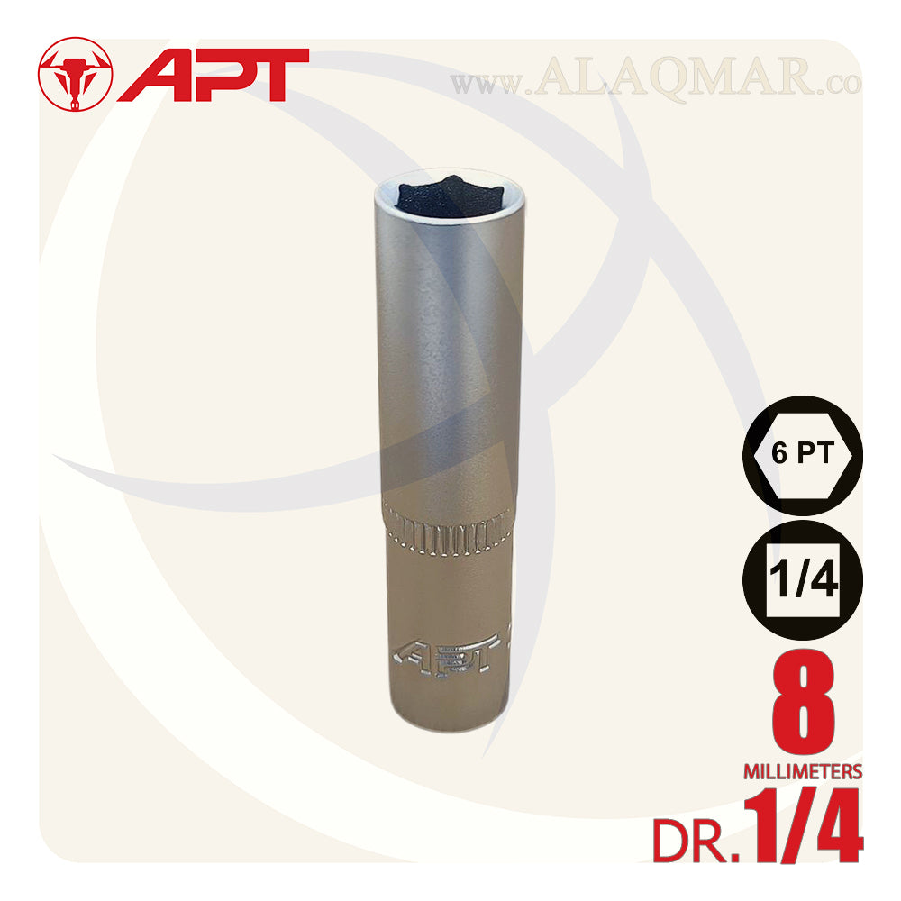 لقمة رباط مسدسة طويلة 8ملي مربع 1/4بوصة CrV 145008D APT