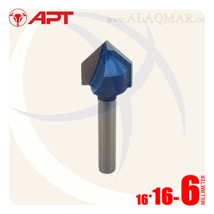 بنطة راوتر حفر حرف V قطر 16 مم - كعب 6 مم (V GROOVE BITS) 715016016006 APT