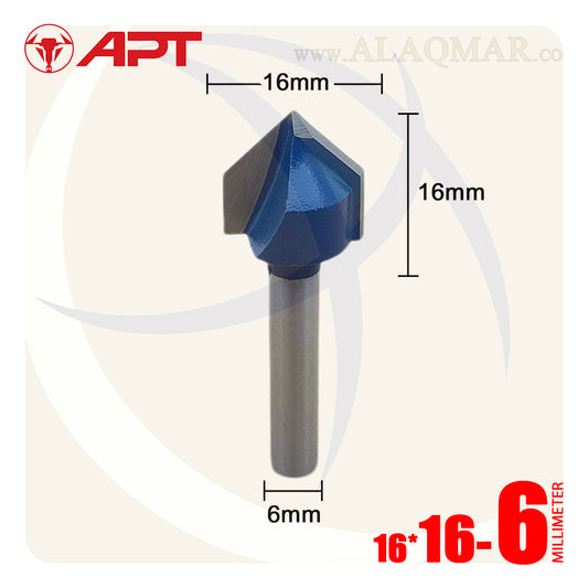 بنطة راوتر حفر حرف V قطر 16 مم - كعب 6 مم (V GROOVE BITS) 715016016006 APT