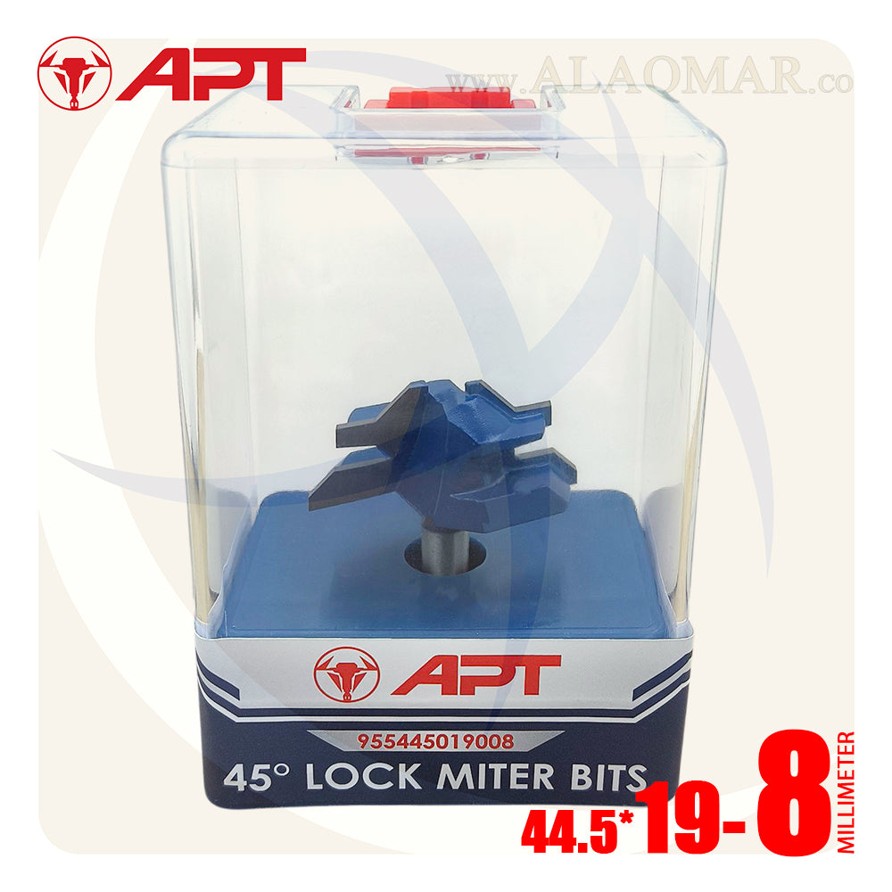 بنطة راوتر تجميع أخشاب قطر 19 مم - كعب 8 مم 45D LOCK MITER 44.5*19 955445019008 APT
