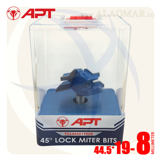 بنطة راوتر تجميع أخشاب قطر 19 مم - كعب 8 مم 45D LOCK MITER 44.5*19 955445019008 APT