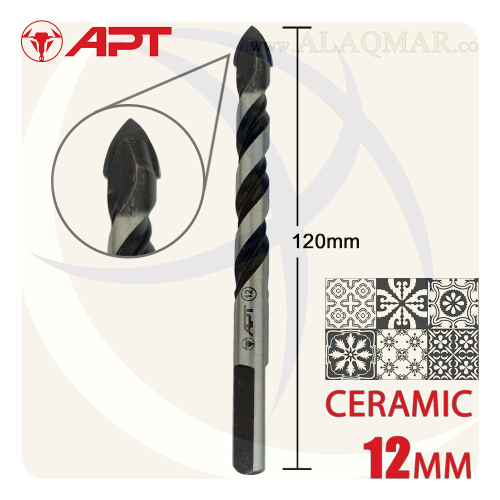 بنط فدية سن مثلث متعدد زجاج و سيراميك و بورسلين 12ملي طول 120ملي 96000801212 APT