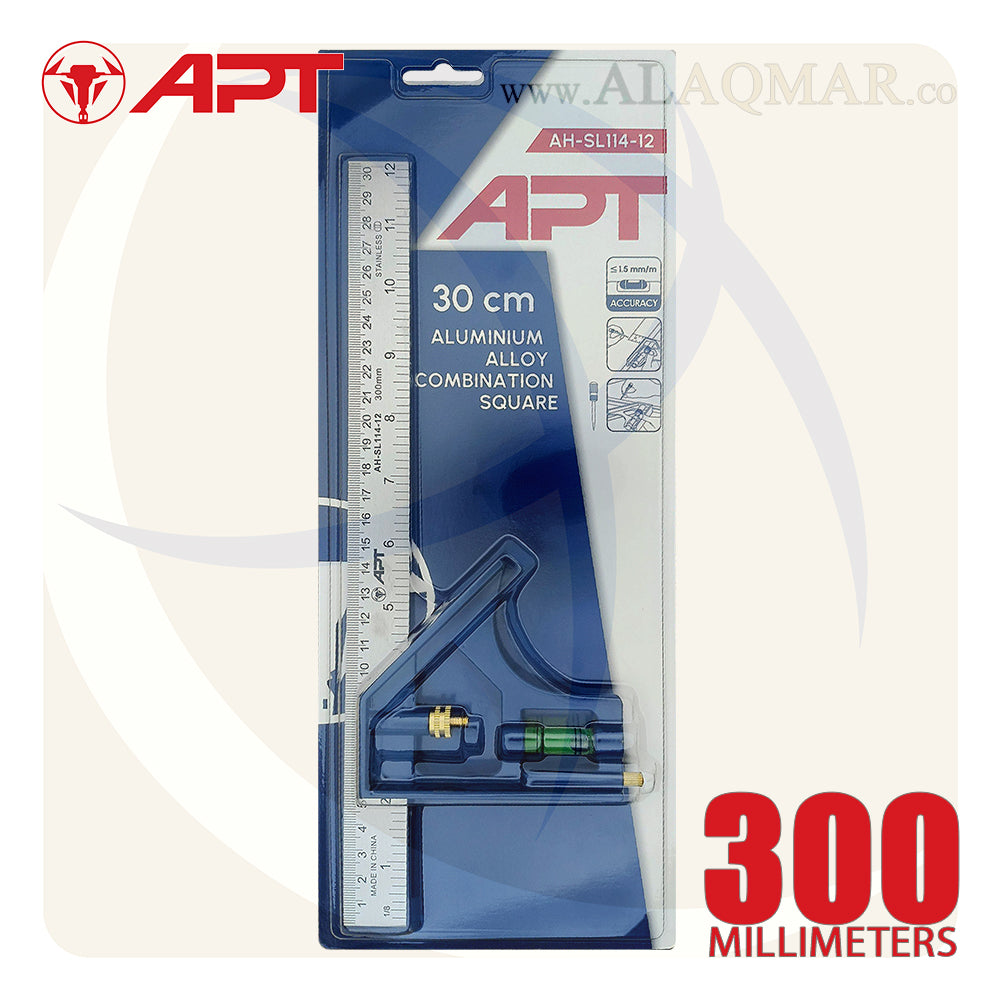 زاوية كومبينشن متحركة 45-90 و ميزان 12بوصة 300ملي AH-SL114-12 APT