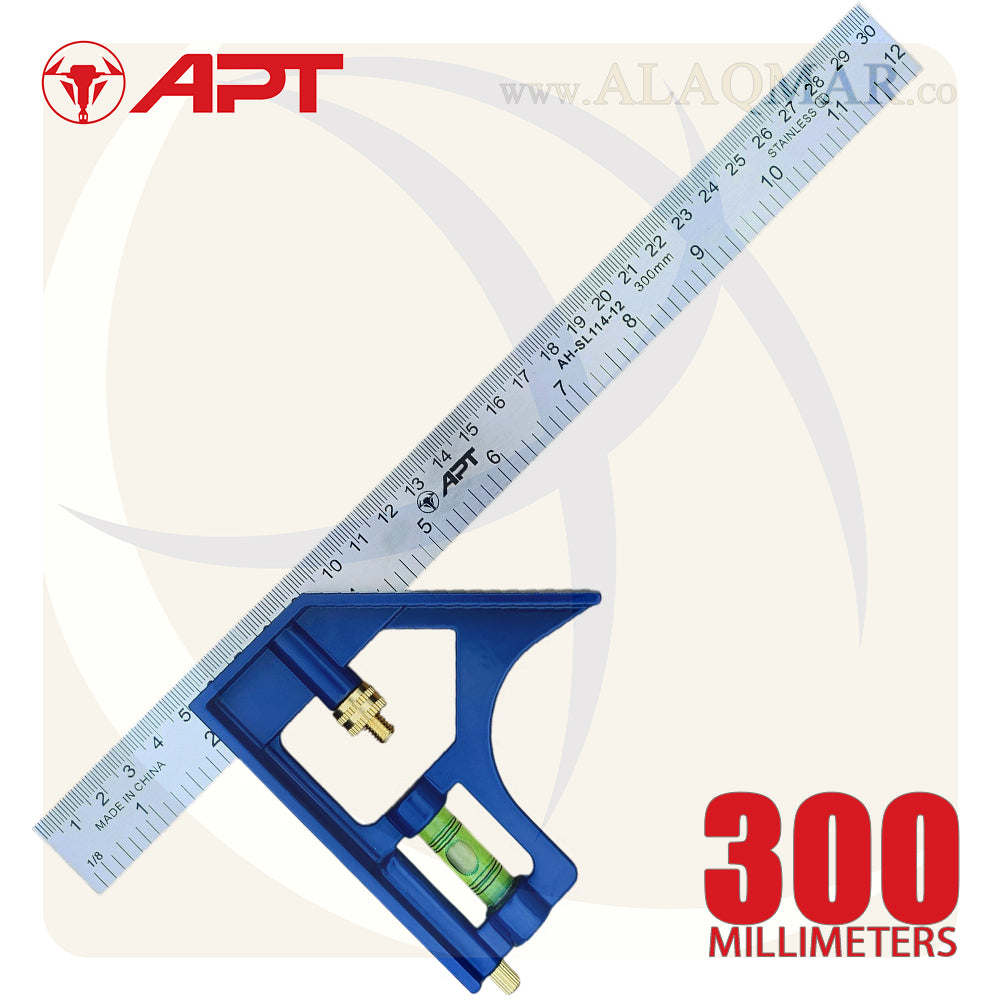 زاوية كومبينشن متحركة 45-90 و ميزان 12بوصة 300ملي AH-SL114-12 APT