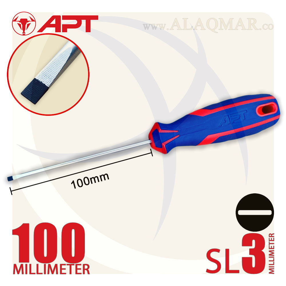 مفك عادة SL3 طول 100ملي سن عدل 2 لون AH141274 APT