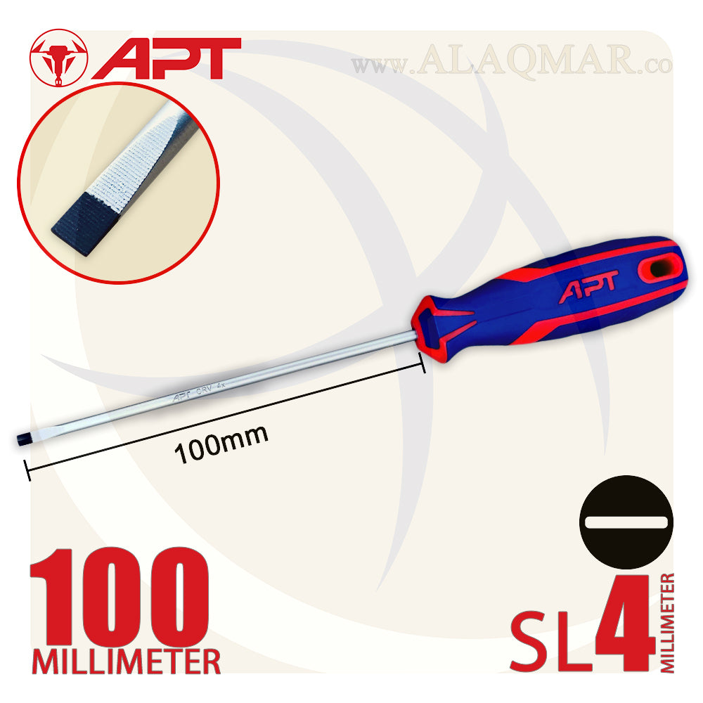 مفك عادة SL4 طول 100ملي سن عدل 2 لون AH141274 APT