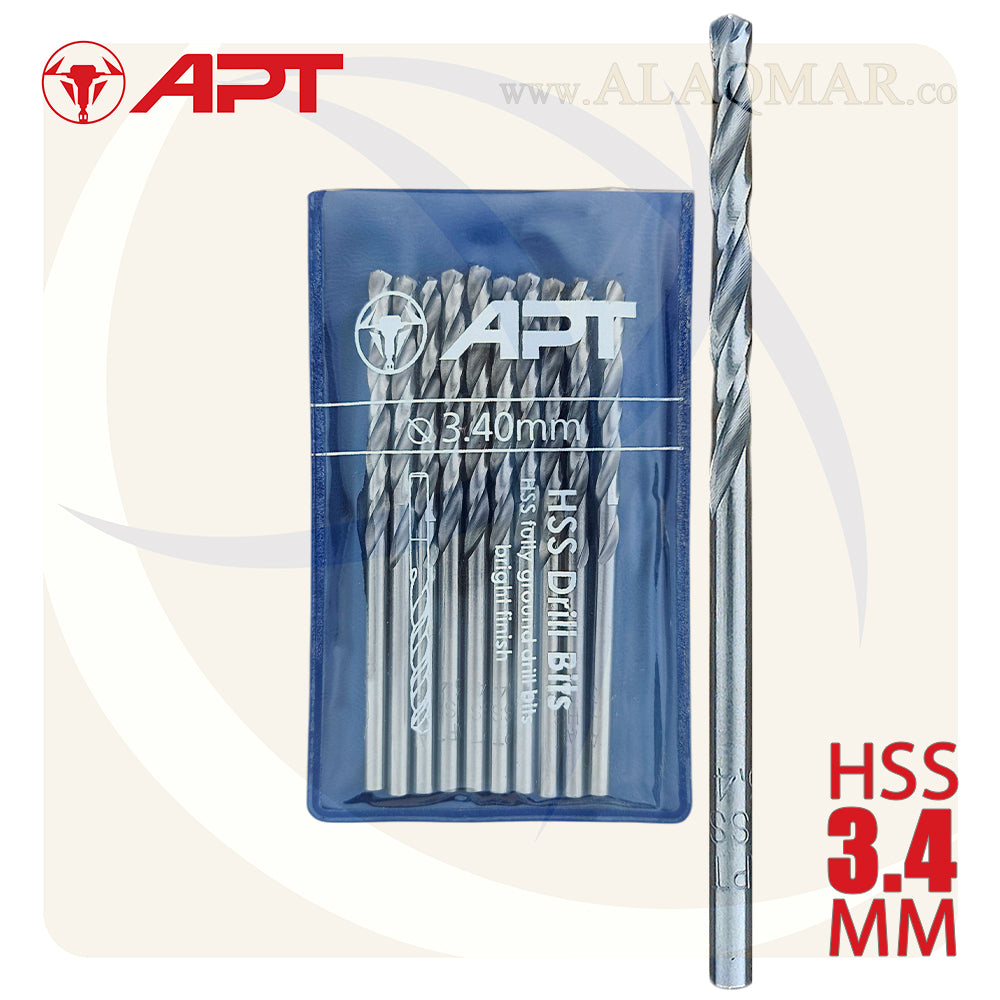 بنط حدادي ابيض 3.40ملي HSS 9640000340 APT