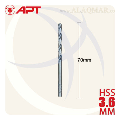 بنط حدادي ابيض 3.60ملي HSS 9640000360 APT