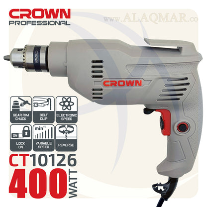 شنيور عادي ي/ش 10ملي 400وات CT10126 CROWN