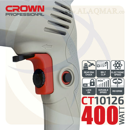 شنيور عادي ي/ش 10ملي 400وات CT10126 CROWN