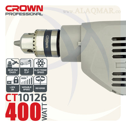 شنيور عادي ي/ش 10ملي 400وات CT10126 CROWN